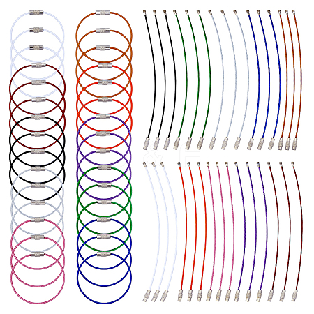 120Pcs 10 Colors Carbon Steel with PVC Wire Cord AJEW-ME0001-39-1