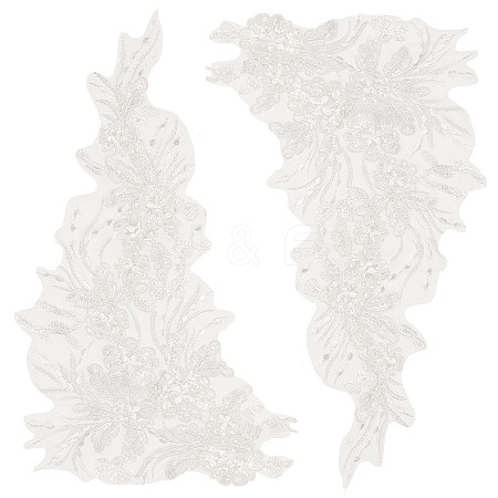 Flower Pattern Polyester Embroidered Lace Appliques DIY-WH0308-278B-1