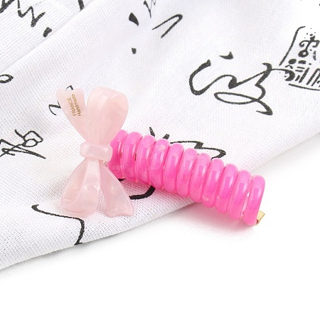 Cellulose Acetate & Plastic Bowknot Braided Phone Cord Hair Ties PW-WG91D0D-02-1