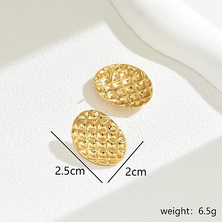 Elegant Vintage Stainless Steel Diamond Texture Square Stud Earrings Women's Party Dress PM5188-1