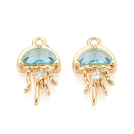 Brass Pave Cubic Zirconia Pendants KK-T074-94A-G-1