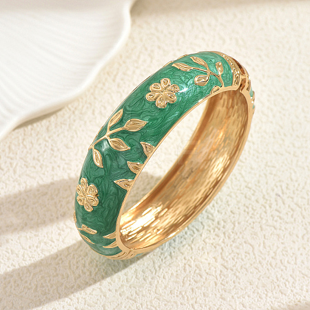 Vintage Elegant Flower Alloy Hinged Bangles for Women's Holiday Wear RJ0827-3-1