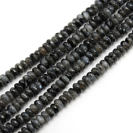 Faceted Natural Labradorite Rondelle Bead Strands G-M065-4mm-01-1