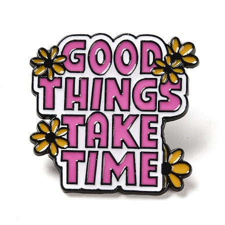 Inspiring Word Good Things Take Time Enamel Pins JEWB-Z014-05B-EB-1