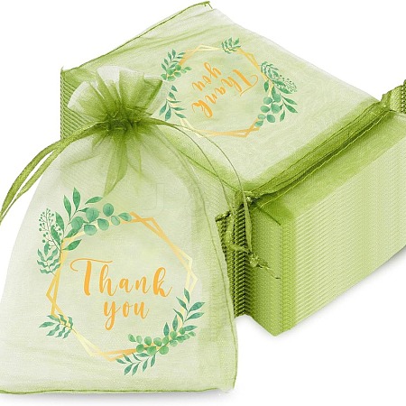 50Pcs Thank You Printed Organza DIY Craft Drawstring Bags PW-WG4E938-37-1