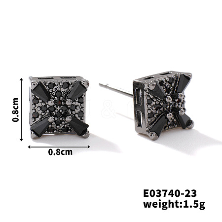 Chic Brass Cubic Zirconia Stud Earrings ZD1304-15-1