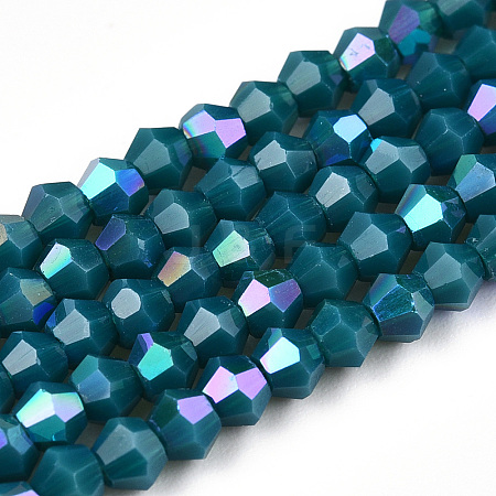 Opaque Solid Color Electroplate Glass Beads Strands EGLA-A039-P2mm-L18-1