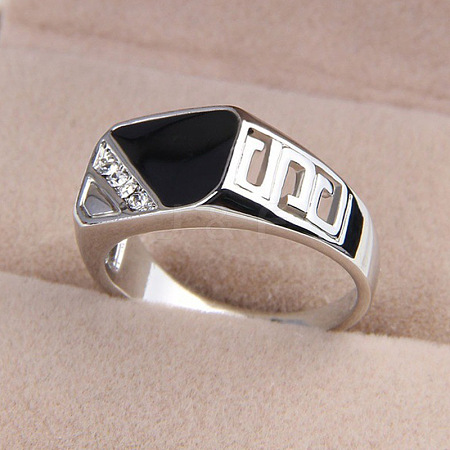 Alloy Micro Pave Cubic Zirconia Finger Rings for Men FS-WGE231C-03-1