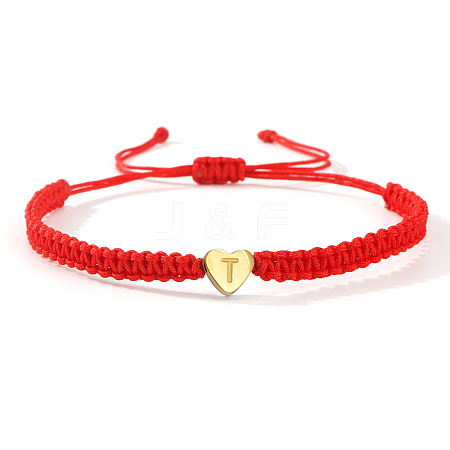 304 Stainless Steel Heart with Letter Bead Braided Bead Bracelets OO6447-20-1
