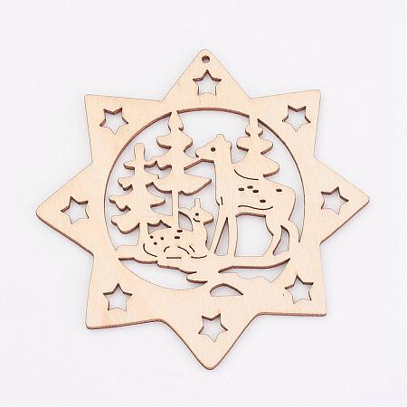 Undyed Wooden Pendants WOOD-K005-15-1