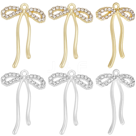 12Pcs 2 Colors Alloy Micro Pave Cubic Zirconia Pendants FIND-BBC0003-41-1