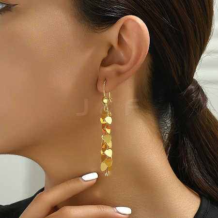 Elegant Heart Tassel Brass Hoop Earrings DN7586-1