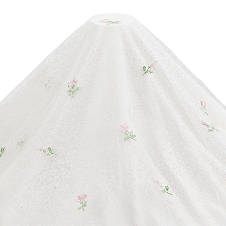 Polyester Flower Pattern Mesh Fabric SENE-WH0003-45A-1