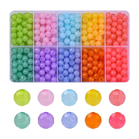 600Pcs 10 Colors Transparent Acrylic Beads MACR-YW0001-83-1