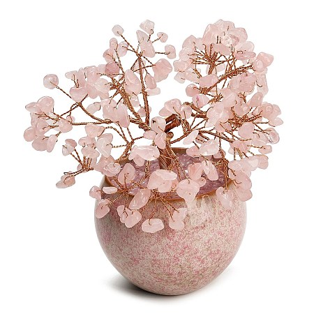 Natural Rose Quartz Chips Tree of Life Display Decorations GG-CBACC2B-02B-1