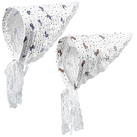 2Pcs 2 Styles Lace Triming Cloth Headbands for Women OHAR-CY0001-17-1