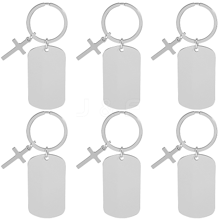 20Pcs 201 Stainless Steel Blank Pendant Keychain KEYC-SC0001-62B-1