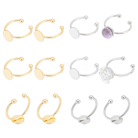 12Pcs 2 Colors Brass Open Cuff Ring Findings KK-UN0001-28-1