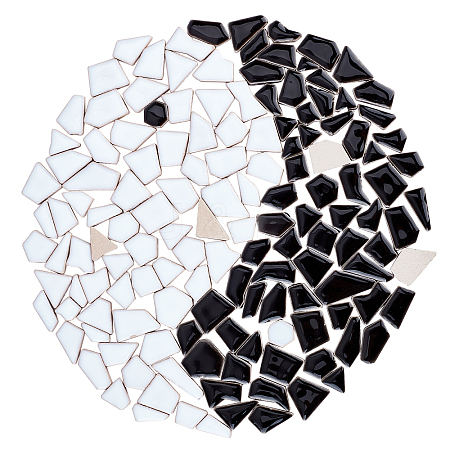   140Pcs 2 Colors Porcelain Mosaic Tiles PORC-PH0001-23-1