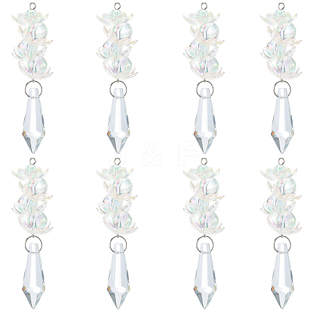 8Pcs Glass Pendants PALLOY-SP00008-1