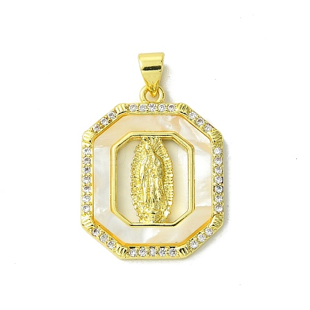 Real 18K Gold Plated Brass Micro Pave Cubic Zirconia Pendants KK-H472-14G-03-1