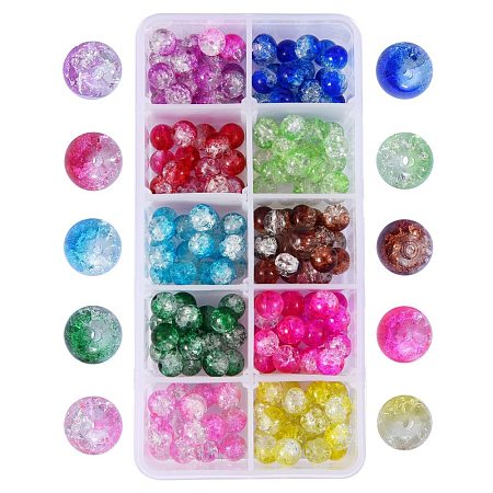 300Pcs 10 Colors Baking Painted Crackle Glass Bead Strands CCG-SZ0001-06-1