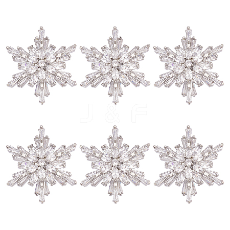 Fingerinspire 6Pcs 1-Hole Brass Micro Pave Clear Cubic Zirconia Shank Buttons BUTT-FG0001-35P-1