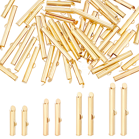 48Pcs 4 Styles 304 Stainless Steel Slide On End Clasp Tubes STAS-UN0058-14-1