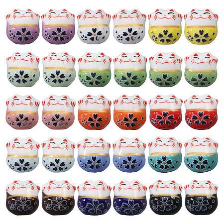 30Pcs 15 Colors Handmade Porcelain Beads PORC-CA0001-21-1