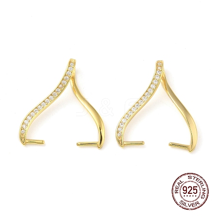 Rack Plating 925 Sterling Silver Micro Pave Clear Cubic Zirconia Ice Pick Pinch Bails LS-STER-NH0001-52G-1