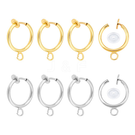 DICOSMETIC 12Pcs 2 Color 316 Surgical Stainless Steel Clip-on Hoop Earrings STAS-DC0002-53-1
