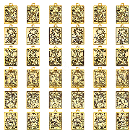 DICOSMETIC 36Pcs 6 Style Tibetan Style Alloy Pendants FIND-DC0003-82-1