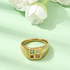 Stainless Steel Pave Colorful Cubic Zirconia Finger Rings SA-CBA90C5-04B-G-1