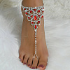 Beach Triangle Brass Rhinestone Toe Ring Anklets for Women FS-WG6EC5D-02-1