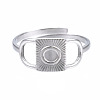 304 Stainless Steel Rectangle Open Cuff Ring RJEW-T023-86P-1