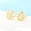 Religion Brass Stud Earrings EJEW-F405-23F-G-5