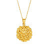 304 Stainless Steel Embossed Flower Coin Pendant Necklaces for Women WGB94A8-04-2
