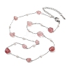 Natural Strawberry Quartz Nuggets Link Chain Necklaces NJEW-H041-06P-05-1