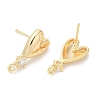 Brass with Glass Studs Earrings Findings KK-K333-42G-2