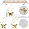 3Pcs 3 Colors Brass Bookmark with Long Chains AJEW-SC0002-88-2