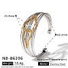 Two Tone 304 Stainless Steel Crystal Rhinestone Multi-Line Cuff Bangles WGAD035-01-1