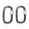 Brass Micro Pave Cubic Zirconia Screw Carabiner Lock Charms ZIRC-N039-008B-NF-1