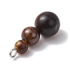 Natural Tiger Eye Round Beaded Pendants PALLOY-JF02867-01-4