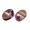 Transparent Resin and Walnut Wood Pendants RESI-T057-04H-3