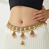 Bohemian Alloy Rhinestone & Glass Teardrop Tassel Waist Belly Chains for Women FS-WG246E4-04-1