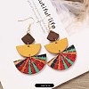 Bohemian Style Wood & Alloy Dangle Stud Earrings FS-WGDD7A8-05-1