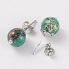 Natural Regalite/Imperial Jasper/Sea Sediment Jasper Rhinestone Round Ball Stud Earrings EJEW-JE01942-3