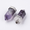 Natural Amethyst Pointed Pendants G-E442-03M-2