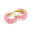 Brass & Enamel Stripe Hoop Earrings for Women EJEW-U015-02G-3