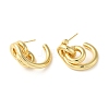 Brass Rings Dangle Stud Earrings EJEW-G382-02G-1